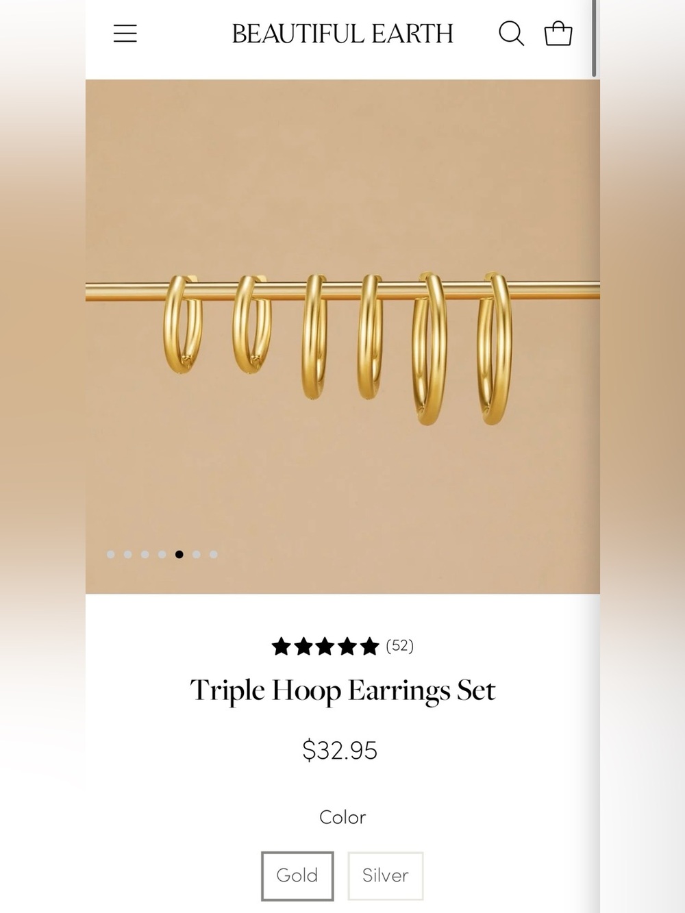 18k Gold Plated Triple Hoop Earring Set